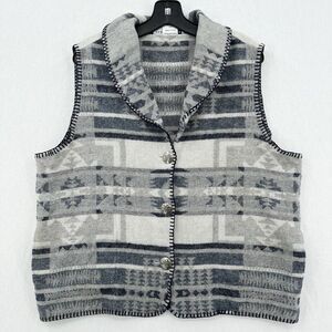 Vintage Rhonda Stark Vest Womens XL Wool Blend Southwestern Aztec Granny Sweater